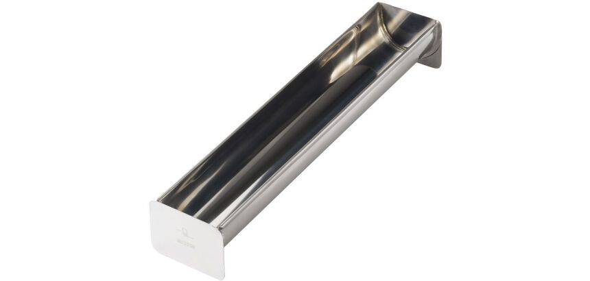 gouttière à bûche inox demi-ronde 50x8x5.8 cm