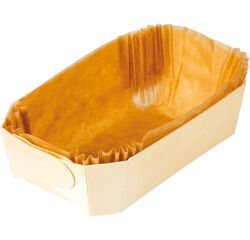 carton de 120 moules en bois avec caissette papier adaptés à la cuisson et à la vente pour brioches et pains spéciaux 185x115x55 mm 50 cl