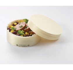 carton de 200 moules en bois rond avec couvercle, caissette papier adaptés à la cuisson et à la vente pour gâteaux ronds Ø 105 mm 25 cl