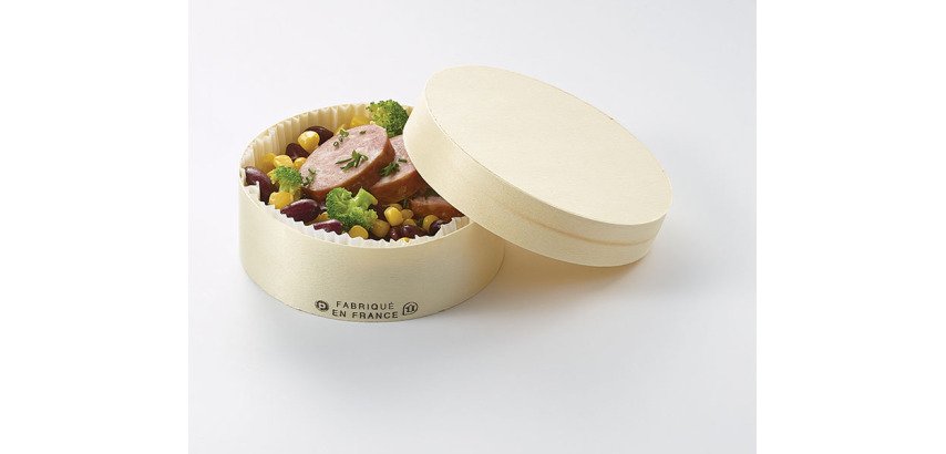 carton de 200 moules en bois rond avec couvercle, caissette papier adaptés à la cuisson et à la vente pour gâteaux ronds Ø 105 mm 25 cl