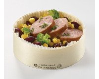 carton de 160 moules en bois avec couvercle, caissette papier adaptés à la cuisson et à la vente pour gâteaux ronds Ø 120 mm 40 cl