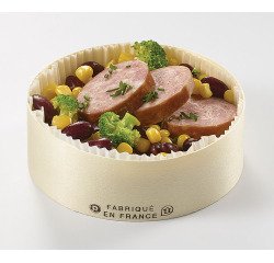 carton de 160 moules en bois avec couvercle, caissette papier adaptés à la cuisson et à la vente pour gâteaux ronds Ø 120 mm 40 cl