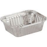 carton de 1000 (10 paquets de 100) barquettes rectangulaires en aluminium à bord vertical couvrables BV900  204x137x50 mm 90 cl