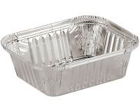 carton de 1000 (10 paquets de 100) barquettes rectangulaires en aluminium à bord vertical couvrables BV900  204x137x50 mm 90 cl