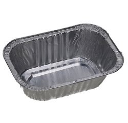 paquet de 100 barquettes rectangulaires en aluminium 129x86x38 mm 25 cl
