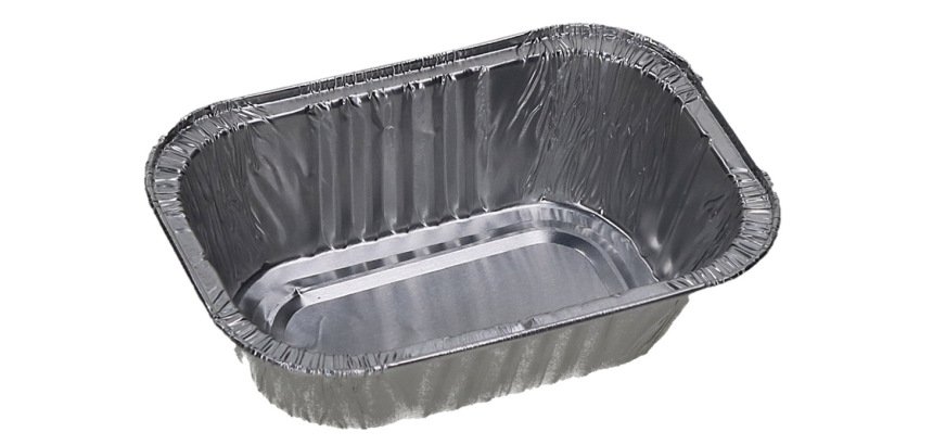 paquet de 100 barquettes rectangulaires en aluminium 129x86x38 mm 25 cl