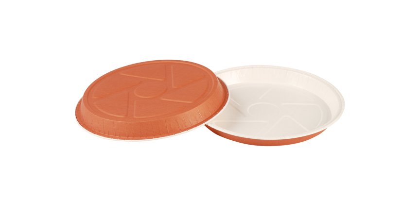 boîte de 70 moules tourtières en carton pour cuisson et vente ø 180 x h 35 mm orange intérieur blanc