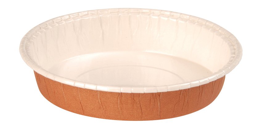 boîte de 75 moules tourtières en carton pour cuisson et vente ø 100 x h 21 mm orange intérieur blanc