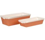 boîte de 30 moules à cake évasés en carton pour cuisson et vente 200x78x45 mm 50 cl orange intérieur blanc