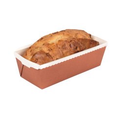 boîte de 40 moules à cake évasés en carton pour cuisson et vente 230x98x70 mm 100 cl orange intérieur blanc