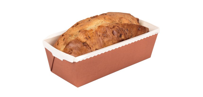 boîte de 40 moules à cake évasés en carton pour cuisson et vente 230x98x70 mm 100 cl orange intérieur blanc
