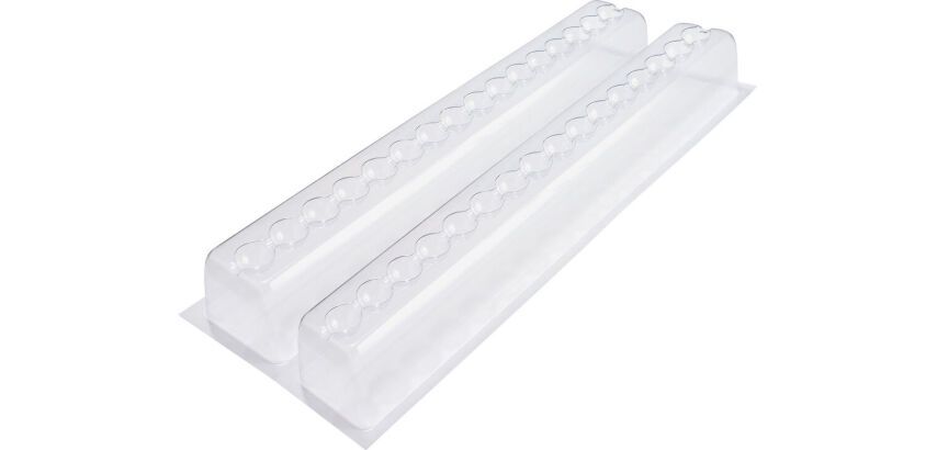 10 gouttières doubles à bûches thermoformées bille 57x9x6.5 cm