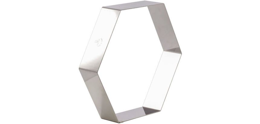 cercle à entremets hexagone inox hauteur 4.5 cm 18 cm