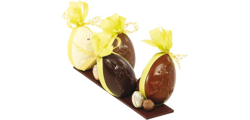 plaque 275x175 de 6 empreintes pour 3 oeufs décor lapin