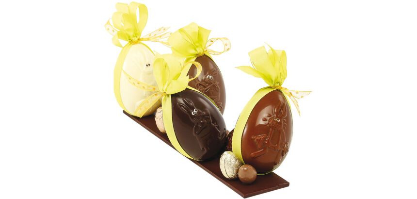 plaque 275x175 de 6 empreintes pour 3 oeufs décor lapin