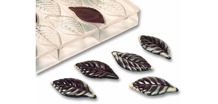 plaque 275x175 pour 21 feuilles en chocolat 5 g 6x3 cm