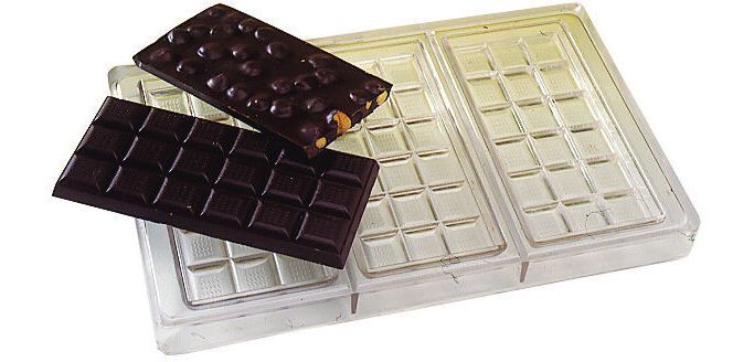 plaque 275x175 pour 3 tablettes 100g de 18 carrés H10 mm