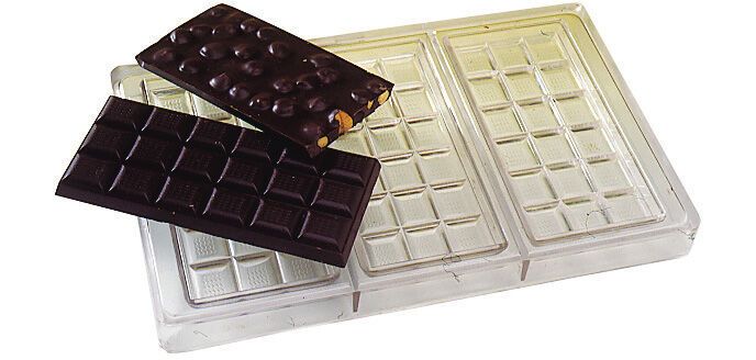 plaque 275x175 pour 3 tablettes 100g de 18 carrés H10 mm