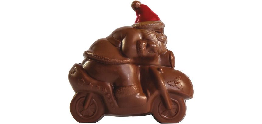 plaque 275x175 de 2 empreintes pour 1 père noël sur moto 120 mm