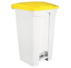 poubelle avec couvercle jaune et pédale spéciale boutique 90 l