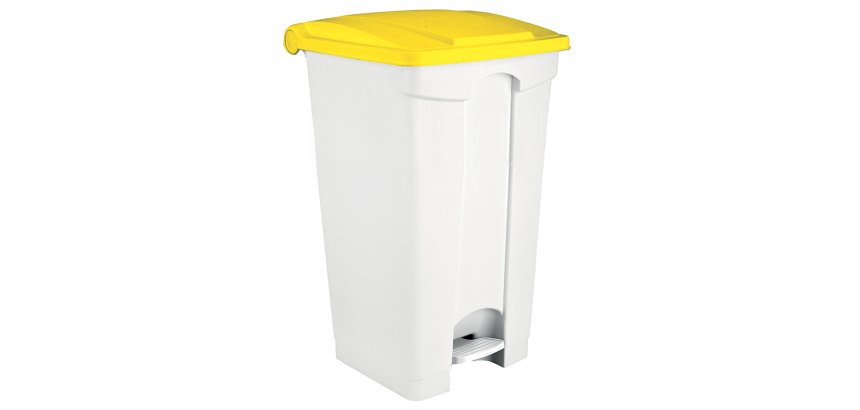 poubelle avec couvercle jaune et pédale spéciale boutique 90 l