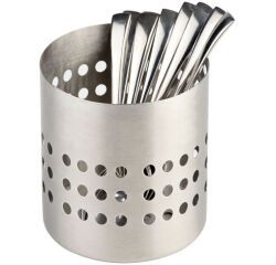 pot à couverts en inox troué 10x10  cm