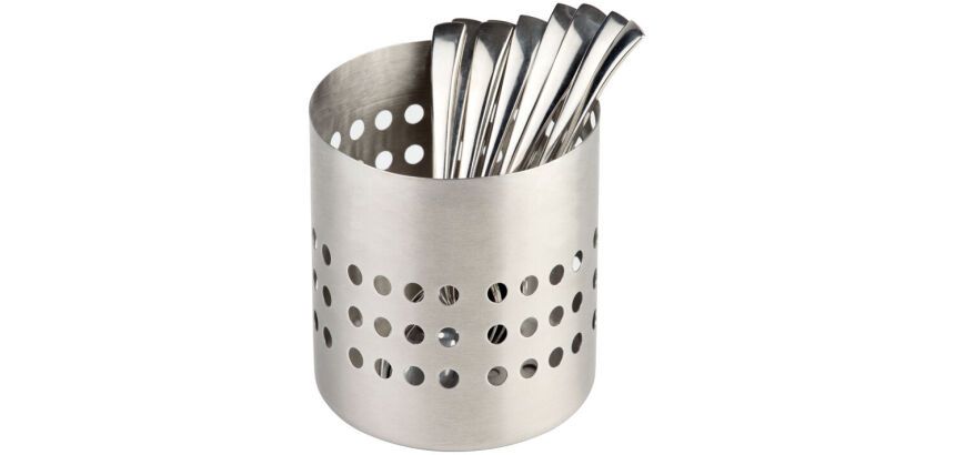 pot à couverts en inox troué 10x10  cm