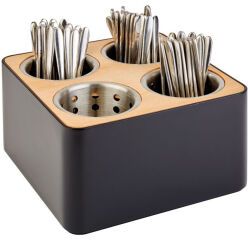 présentoir à couverts 4 compartiments Ø 10 cm avec support en SAN