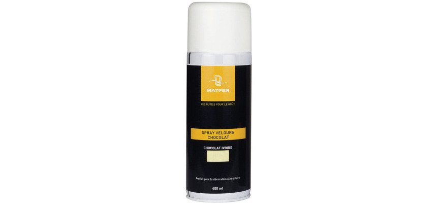 spray pour décors velours en chocolat velours choco ivoire 400 ml