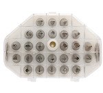 boîte de 26 douilles inox décors fins assortis