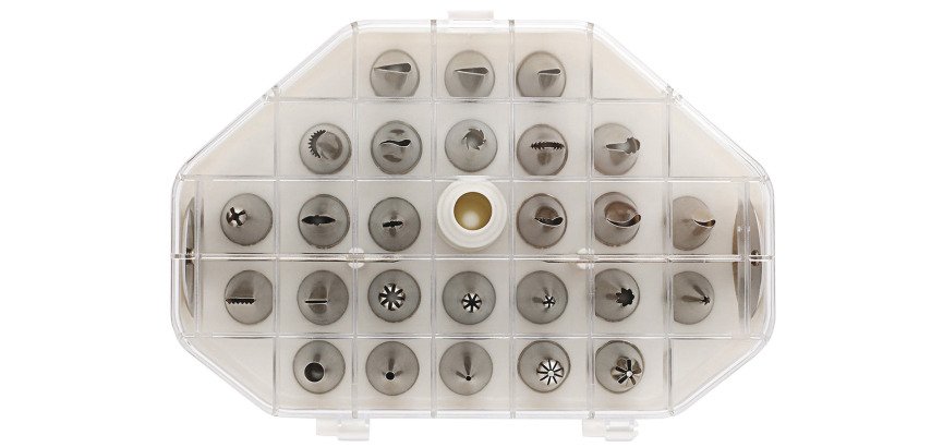 boîte de 26 douilles inox décors fins assortis