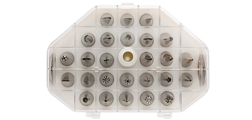 boîte de 26 douilles inox décors fins assortis