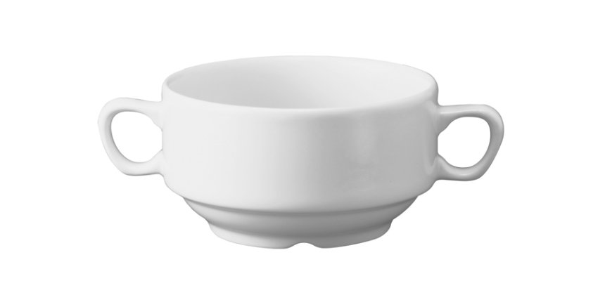 bol à consommé 2 anses, 40 cl en porcelaine blanche