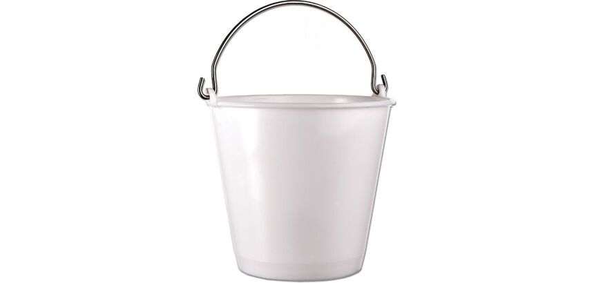 seau en PEHD blanc à anse inox 15 l