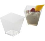 carton de 500 (20 paquets de 25) verrines en polystyrène pour mises en bouche Quadra transparentes 55x55m 9.5 cl