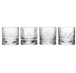 Dandy set de 4 verres à whisky 30 cl aux reliefs différents