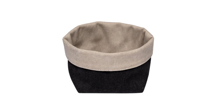 corbeille tissu 11,5x11,5x9 cm noire/beige