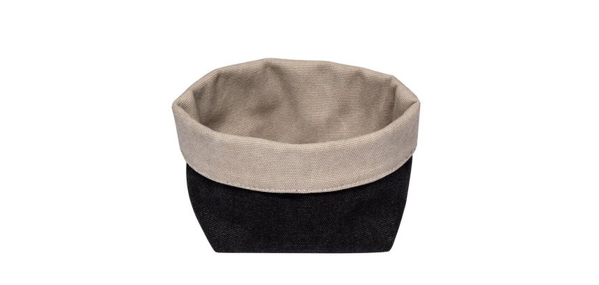 corbeille tissu 11,5x11,5x9 cm noire/beige