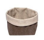 corbeille tissu 11,5x11,5x9 cm chocolat/beige