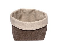 corbeille tissu 11,5x11,5x9 cm chocolat/beige