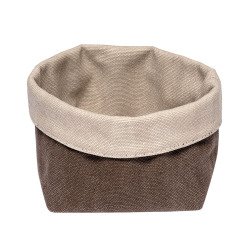 corbeille tissu 11,5x11,5x9 cm chocolat/beige