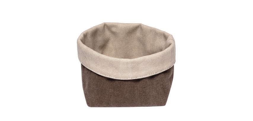 corbeille tissu 11,5x11,5x9 cm chocolat/beige