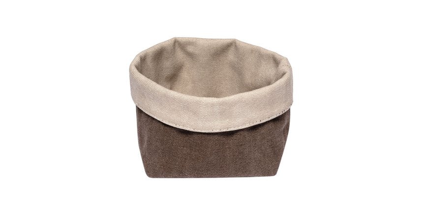corbeille tissu 11,5x11,5x9 cm chocolat/beige