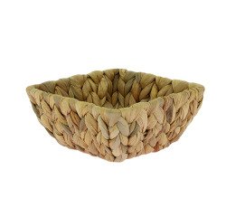 corbeille à pain carrée en jacinthe d'eau tressée 15x15x7 cm