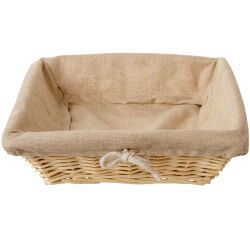 corbeille boulangère toile avec cordelette carrée 25 x 25 cm