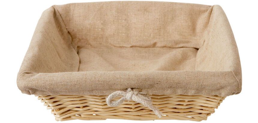 corbeille boulangère toile avec cordelette carrée 25 x 25 cm