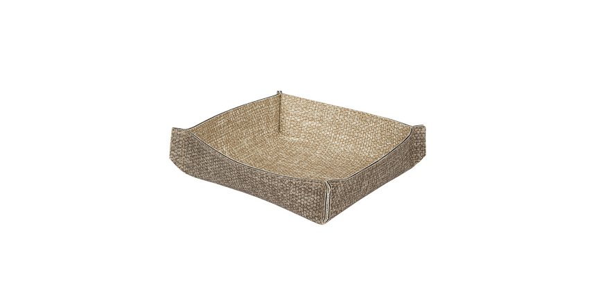 Barket panière effet lin 13 x 13 x 3,5 cm gris /beige