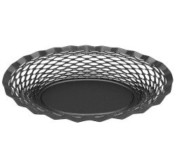 Suzanne corbeille à pain ovale en inox noir 25x18 cm
