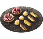 PAP plat crystal rond noir avec bords 34 cm
