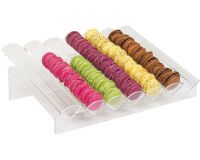 présentoir à macarons PMMA 7 rangs inclinés 460x33x14.5 cm